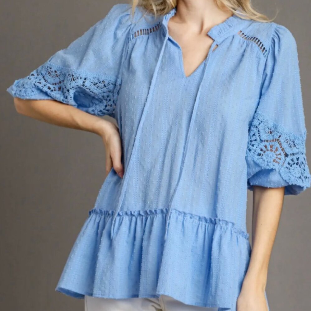 023.Baby Doll Front Tie Top